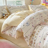 兰芮四件套床上用品纯棉亲肤裸睡套件全棉四件套 南瓜小猫 1.5/1.8m 床单款 被套200*230cm