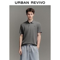 UR2026夏季新款男装休闲立体刺绣图案短袖T恤马球衫UMM460026+ 冷灰 M