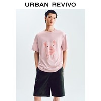 UR夏季新款男装时尚休闲创意萌宠印花棉质T恤UMY450065 浅粉色 M