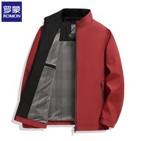 罗蒙（ROMON）立领夹克男2026春秋季新款商务休闲中年男士茄克衫外套上衣 酒红 2XL (建议体重150-165斤）