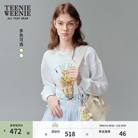 Teenie Weenie小熊女装卫衣秋季圆领萌趣刺绣时尚舒适上衣 白色 S