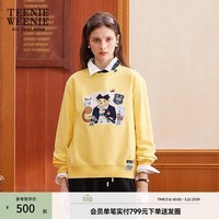 Teenie Weenie小熊女装卫衣秋季学院通勤宽松休闲圆领上衣 黄色 S