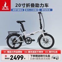 凤凰（Phoenix）【宋韵】20寸电助力自行车可拆卸锂电代驾长续航折叠电动自行车 珍珠白/7速/线碟/速度传感 36V8AH