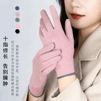 女款秋冬季保暖加绒防寒出行手套手指可触屏防滑耐磨女士学生 女款德绒-粉色 无规格