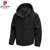 皮尔卡丹（pierre cardin）冲锋衣男女春秋款外套防风防水户外登山服情侣夹克 黑色 XL