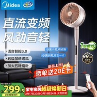 美的（Midea）【变频轻音】空气循环扇家用语音遥控电风扇 一级能效轻音落地扇 卧室桌面大风力小风扇 GDJ24SHG