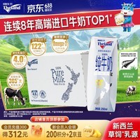 纽仕兰新西兰草饲4.0g蛋白高钙全脂纯牛奶100%生牛乳250ml*24盒