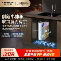 史密斯(A.O.SMITH)佳尼特净水器 蓝鲸2.0 家用净水器厨房专用台下用净水机直饮一体机 小体积 CR2000BM1