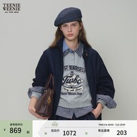 Teenie Weenie小熊女装外套2026年春季新款宽松舒适时髦两面穿翻领潮流夹克上衣 藏青色 M