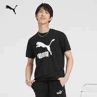 彪马（PUMA）休闲黑色短袖T恤男女情侣款春季印花运动上衣 532279 黑色-01 M (175/96A)
