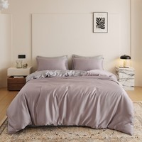 兰芮（Lanrui） 60支兰精天丝四件套高支高密天然莱赛尔冰丝床上被套床单套件 优雅紫灰 四件套 床单款 （被套200*230cm）