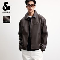 杰克·琼斯（JACK&JONES） 男装秋季时尚潮流美式机车仿荔枝纹PU宽松翻领夹克外套2253P3008