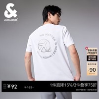 杰克·琼斯（JACK&JONES） 杰克琼斯夏季直筒纯色休闲字母舒适罗纹圆领凉感T恤短袖男装