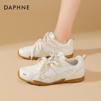 达芙妮德训鞋女2025新款春季爆款透气芭蕾女鞋银色百搭运动鞋子女LP 米白色 35