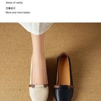 棉忆薇夏季女鞋透气2025新款一脚蹬单鞋百搭法式粗跟软底软皮女鞋 黑色 39