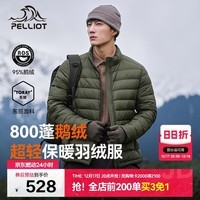 伯希和（Pelliot）轻薄排骨羽绒服男冬季800蓬鹅绒保暖外套女冲锋衣内胆11340821绿M