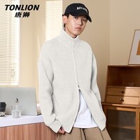 唐狮（TonLion）拉链开衫毛衣男冬季重磅针织衫加厚款高领保暖外套纯色简约冬装