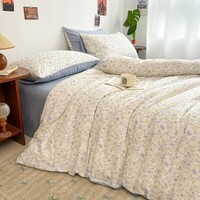 AIDLI床上四件套A类全棉双层纱纯棉新疆棉被套床单被罩双人套件 B莫奈蓝 1.5/1.8m床 床单款 被套200*230cm