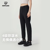 诺诗兰(NORTHLAND)软壳裤三防科技弹力男女休闲长裤男女户外徒步登山裤子 纯黑色-06E女 170