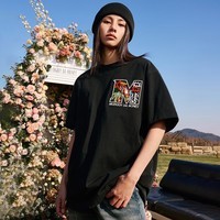 MEDM【张星特同款】椰树星星牙刷绣M标夏季短袖t恤男女宽松潮半袖 黑色 S