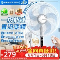 艾美特(AIRMATE)16寸五叶直流落地扇家用电风扇大风量机械立式落地扇轻音节能柔风定时风扇落地式风扇 FS40-RD120