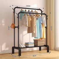 LISM衣帽架落地式卧室家用挂大衣衣服架子折叠室内收纳架 【简易款】110cm黑色四钩+置物架