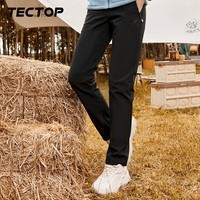 探拓（TECTOP）冲锋裤女加绒保暖防风软壳裤登山徒步裤 女款黑色 L
