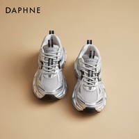 达芙妮银色老爹鞋女2025新款冬加绒加厚保暖棉鞋厚底增高不累脚雪地靴 银色【四季舒适】 37