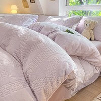 兰芮A类牛奶绒雕花保暖冬季四件套 麦芮-紫 1.5/1.8m床 床单款 被套200*230cm