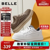 百丽男鞋厚底增高复古小白鞋25秋新运动休闲板鞋A2259CM5 卡其单里 41