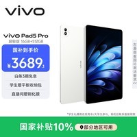 vivo Pad5 Pro 超轻版 16GB+512GB 轻羽白 国家补贴【13英寸原彩大屏推荐】蓝晶×天玑9400 平板电脑