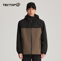 探拓(TECTOP)冲锋衣 男三合一抓绒内胆保暖防寒服  云墨黑/纸棕色 S
