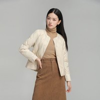 BOBBY BIZZ2025秋冬新款95%白鸭绒无领轻薄羽绒服女内胆女士短款保暖外套 米白色 XL (160) 建议125-140斤