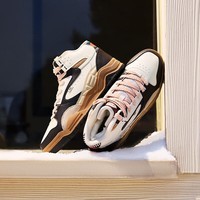 361°【型燃4】加绒板鞋男情侣冬季革面保暖运动滑板鞋街头休闲鞋女 【男款】燕麦奶/爪哇 41