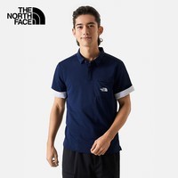 The North Face北面短袖Polo男户外速干透气短袖8AV2 藏青色/8K2 M