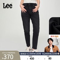 Lee【张凌赫代言】日常经典五袋款磨毛黑色显瘦保暖牛仔裤潮流LWB 黑色 24