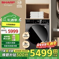 SHARP夏普洗衣机 洗烘一体 10.5公斤节能变频 高温桶自洁 蒸汽洗 60℃母婴洗 净离子群滚筒全自动洗衣机 XQG105-8451J-B