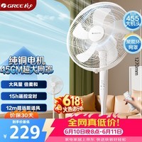 格力(GREE)【巨风量大机头】大风量落地扇家用电风扇摇头轻音柔风电扇科技风节能宿舍风扇 FD-40X77Bh5