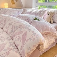 兰芮A类牛奶绒雕花保暖冬季四件套 风铃-紫 1.5/1.8m床 床单款 被套200*230cm