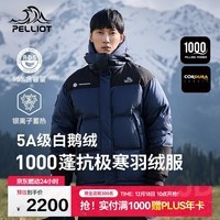 伯希和（Pelliot）[冰河]1000蓬白鹅绒羽绒服男女情侣户外冬季加厚外套12340814蓝XL