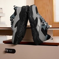 361°雪糕休闲运动鞋秋冬新款革面复古老爹鞋轻便百搭女生鞋子 曜石黑/锌铁灰 35