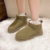 星期六【反绒皮】雪地靴女保暖加绒冬季2024新厚底防寒短筒女靴 加绒 卡其灰 38