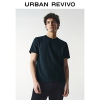 UR夏季新款男装时尚纯色休闲百搭圆领短袖T恤UMU440033 墨蓝 XS