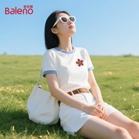 班尼路（Baleno）短袖T恤女2026年夏季新款撞色宽松纯棉休闲可爱舒适校园风上衣