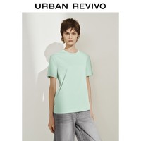 UR春季新款女装休闲简约百搭圆领短袖T恤UWB450022 白绿 XS