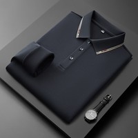 富绅(Virtue)桑蚕丝抓绒保暖长袖POLO衫男士商务秋冬上衣 宝蓝 XL