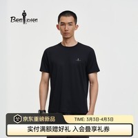 比音勒芬【轻量防晒POLARTEC】2026夏季新款户外运动休闲通勤圆领短袖T恤 07黑色 S （95）