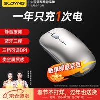 SUOYING【TOP榜第一名】无线鼠标蓝牙静音可充电办公无限声笔记本电脑平板游戏适用小米华为荣耀联想苹果 旗舰【人体工学丨可充电丨静音按键丨蓝牙三模】银色 适用华为苹果小米惠普华硕联想荣耀macbook