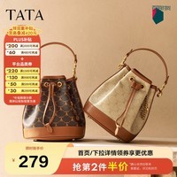 他她(TATA)女包2025冬季新款手提包时尚百搭单肩小众水桶包X3528DX5 杏/棕 F