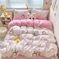 多兰诗（Duolanshi）小清新植物羊绒四件套 ins卡通田园花卉床上用品套件S 甜品驿站 1.5米 床单款 被套150*200 四件套